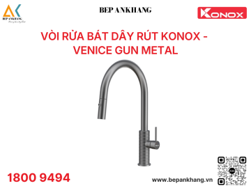 Vòi rửa bát dây rút Konox - Venice Gun Metal